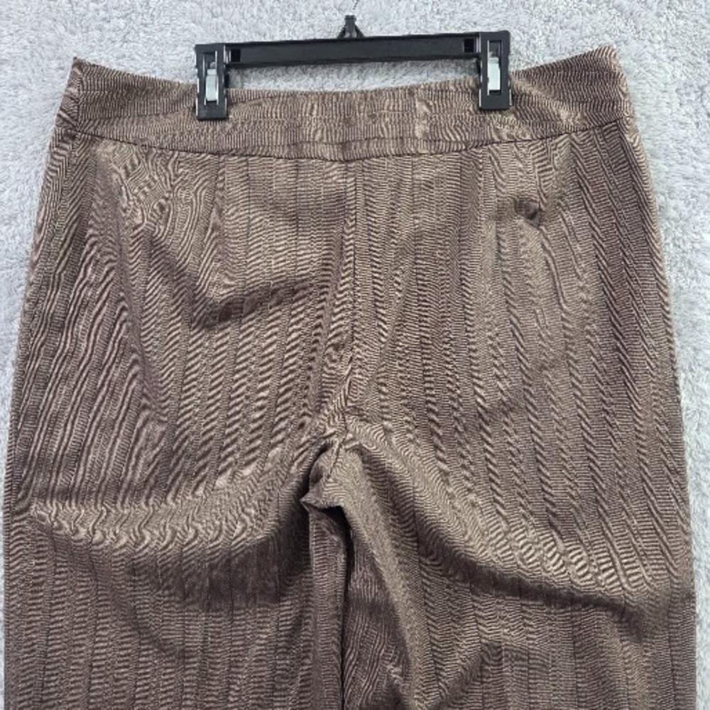 Chico's Women's 14 Brown Pinstripe Dress Pants Size 2.5 Straight Wide Leg Cuffed - Picture 12 of 13